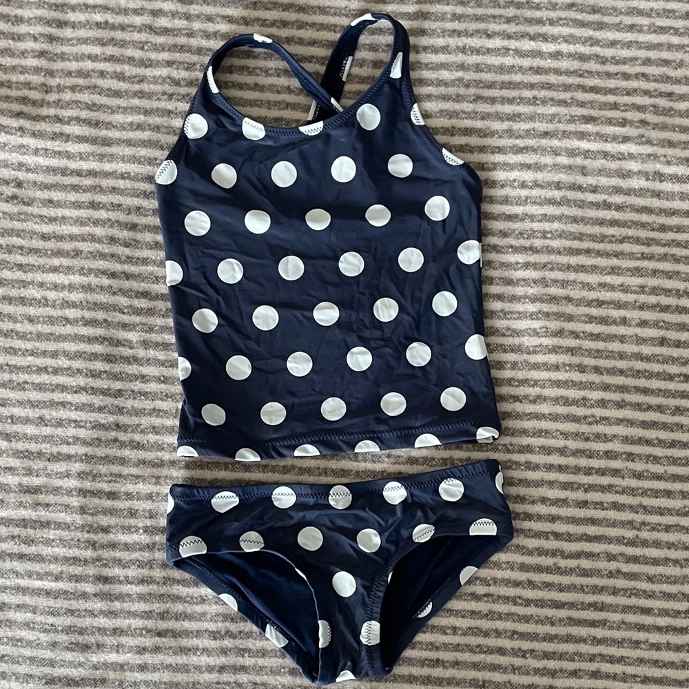 Like New Primary Navy and White Polka Dot Kids Bikini Size 4-5